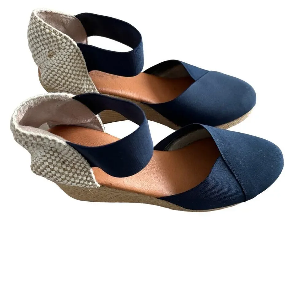 Andre Assous Anouka Espadrille Wedge Sandal Blue Size 10
